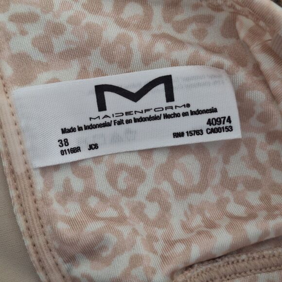 Maidenform Bandeau Bra Style 40974 size 38 Strapless Tube Bra Beige Animal Print - Picture 5 of 12